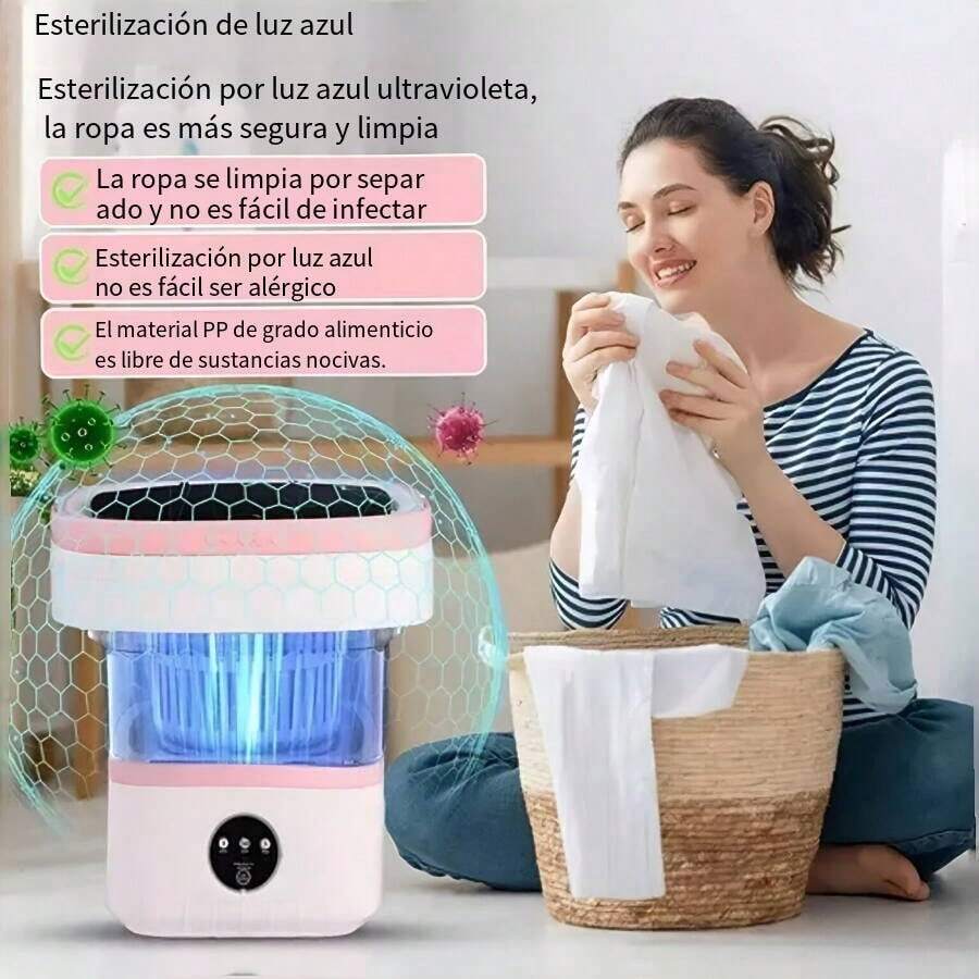 D&M Lavadora Portátil Plegable de 7L con Función de Secado