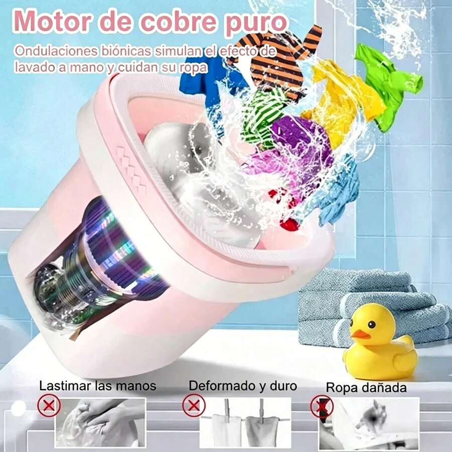 D&M Lavadora Portátil Plegable de 7L con Función de Secado