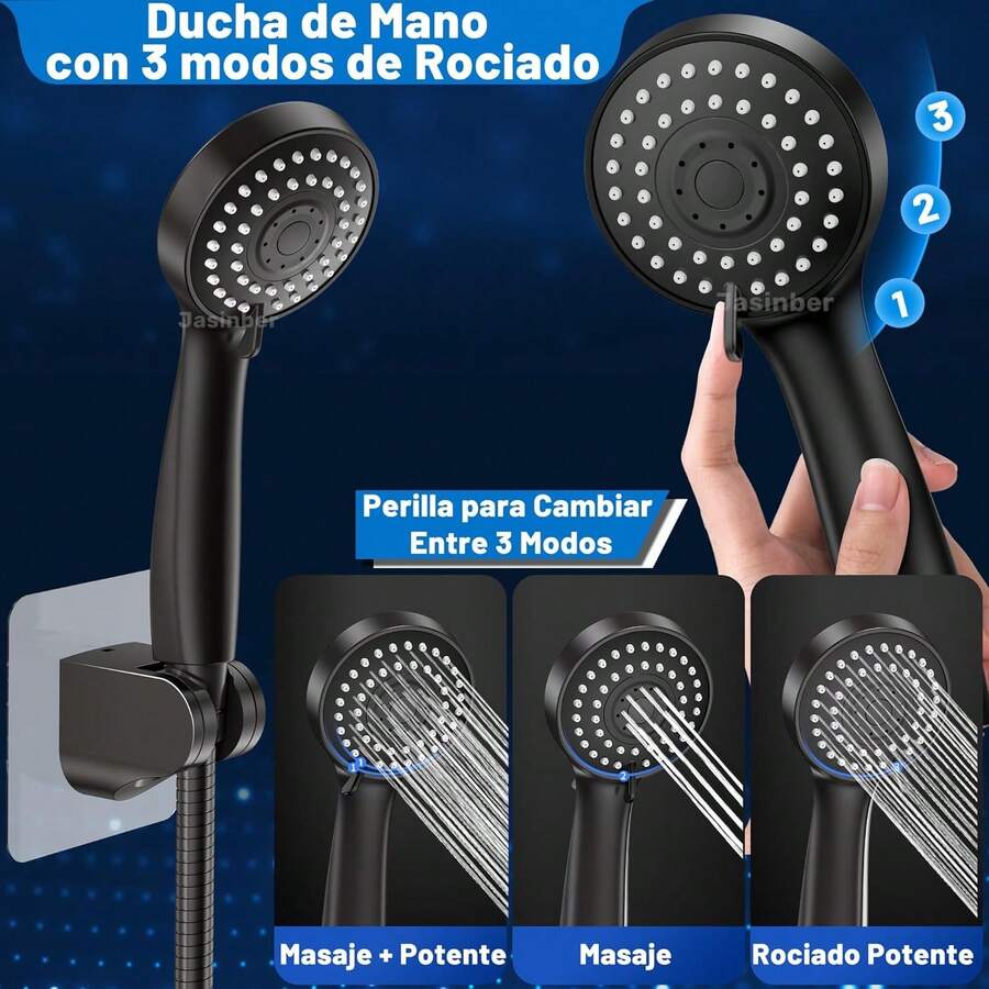Cabezal de Ducha de Alta Presión con Mano de Ducha