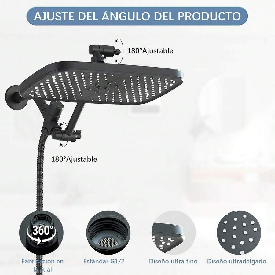 Cabezal de ducha tipo lluvia con rociador de mano combinado