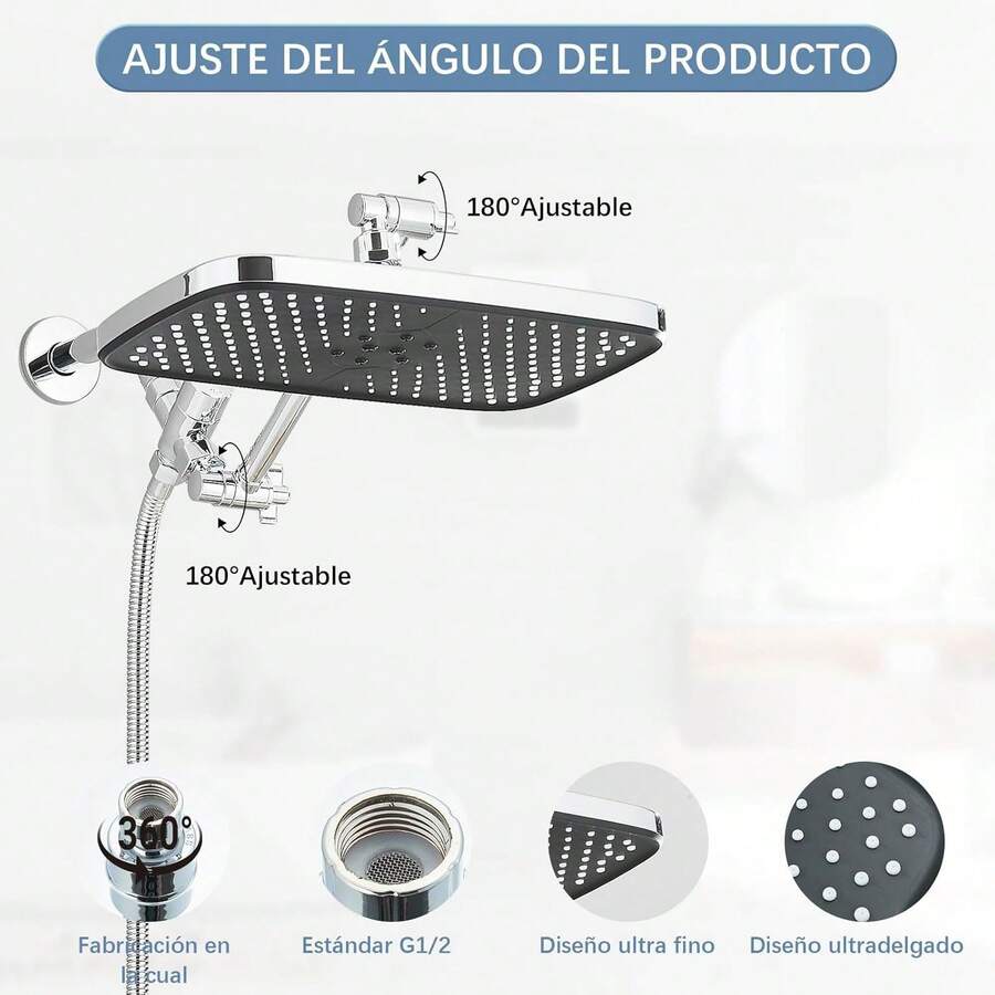 Cabezal de ducha tipo lluvia con rociador de mano combinado