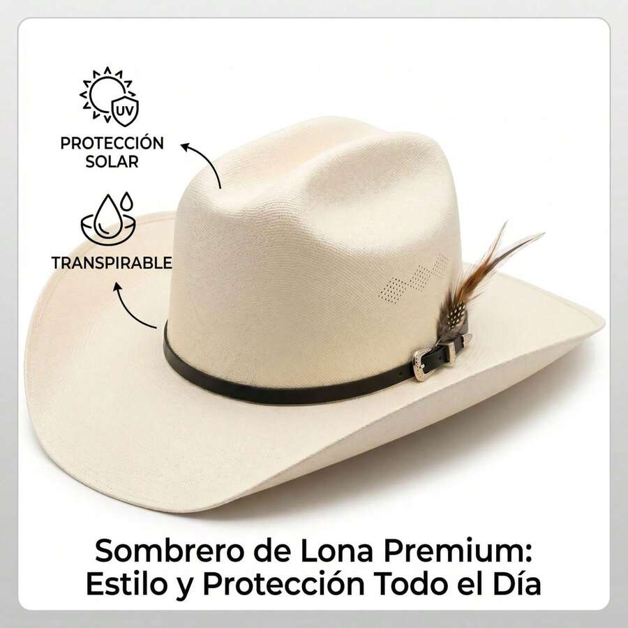 Genérico Sombrero Vaquero de Lona Unisex