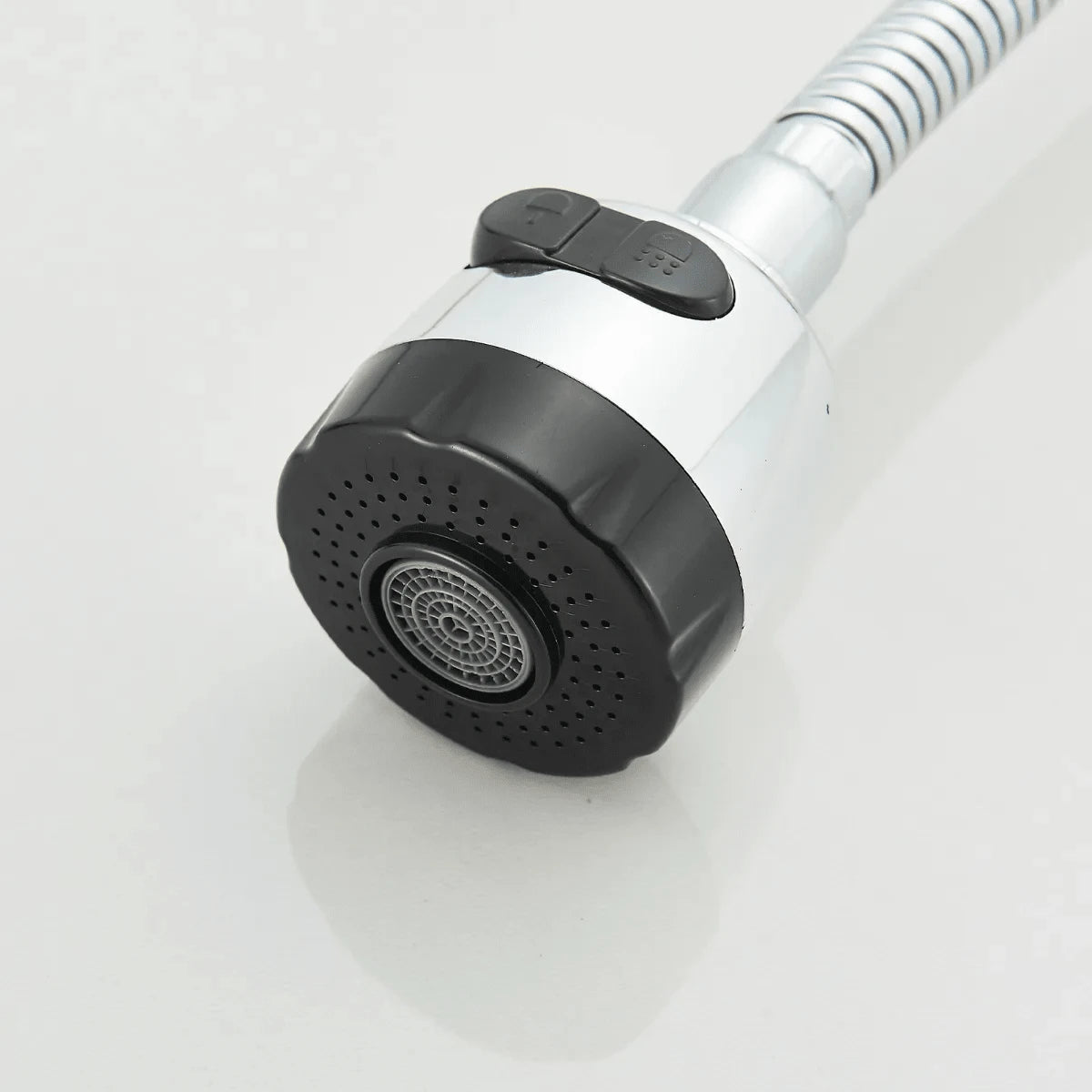 grifo de cocina de doble manija con caño flexible