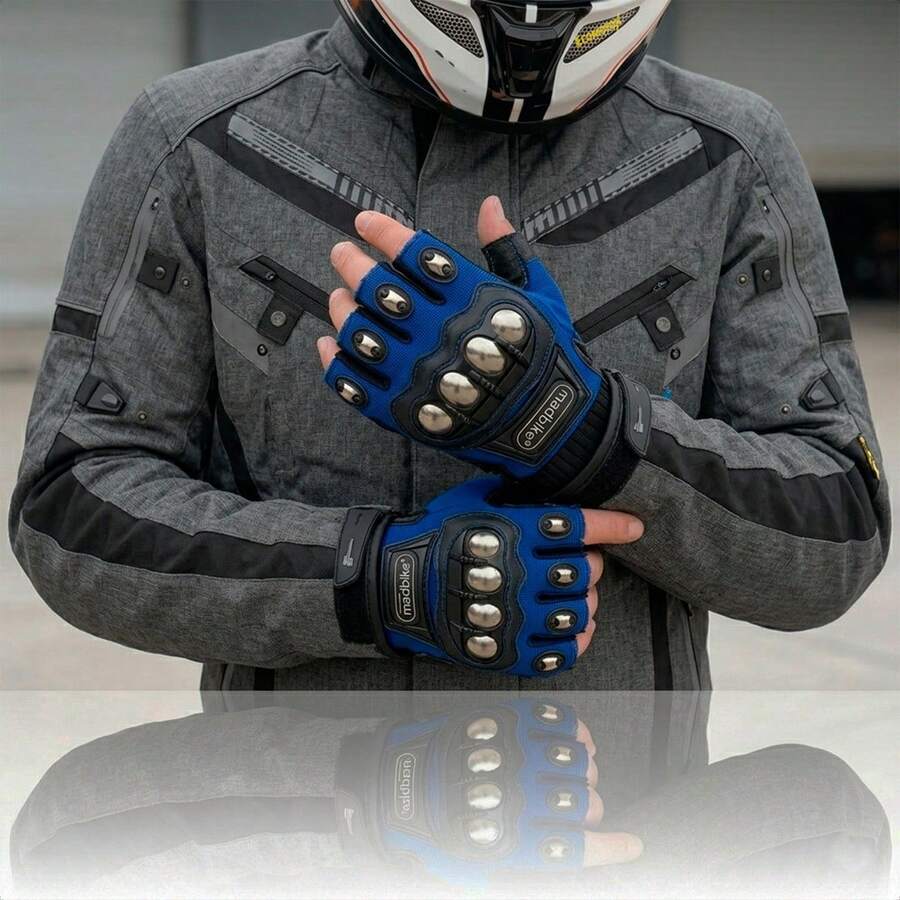 Kit Chamarra Gris + Guantes para Motocicleta