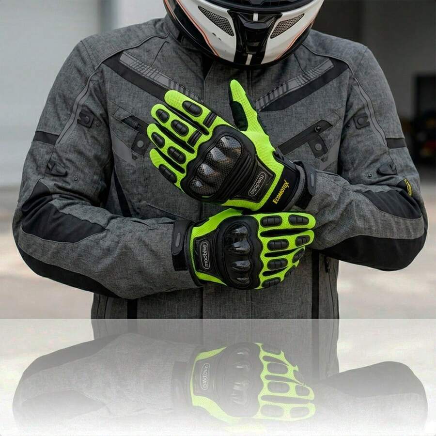 Kit Chamarra Gris + Guantes para Motocicleta
