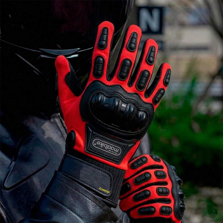 Kit Chamarra Gris + Guantes para Motocicleta Talla L