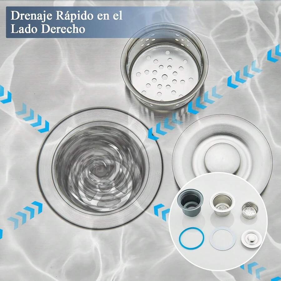 Fregadero De Doble Tanque Cocina Cepillado Nickel 80x45cm Plateado Níquel Cepillado Tarjas Para Cocina de Doble Tazón con Grifo Extraíble y Dispensador
