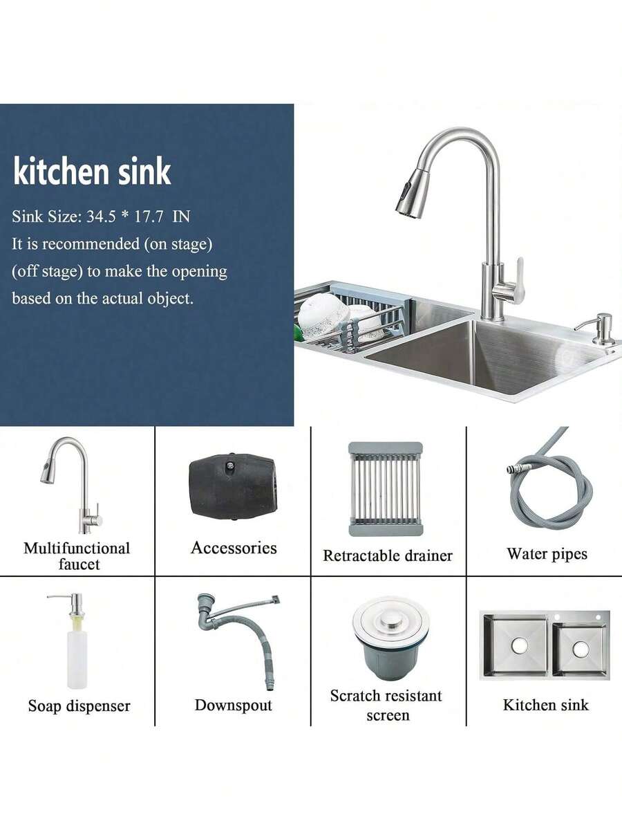 Fregadero De Doble Tanque Cocina Cepillado Nickel 80x45cm