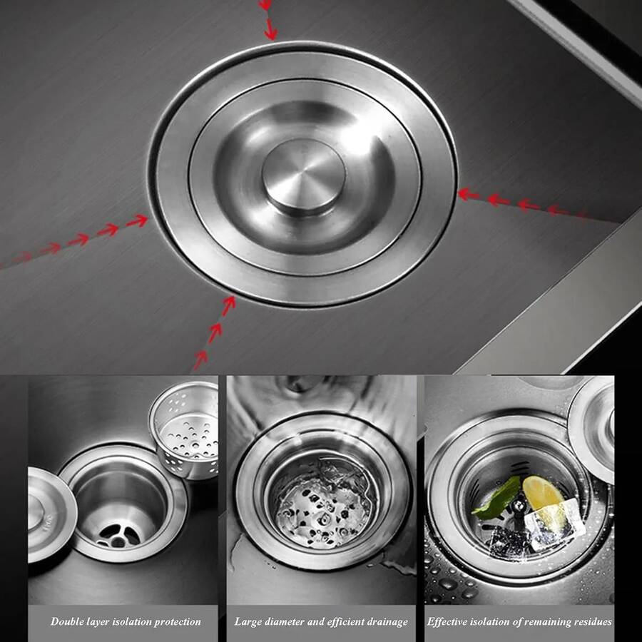 Fregadero De Doble Tanque Cocina Cepillado Nickel 80x45cm