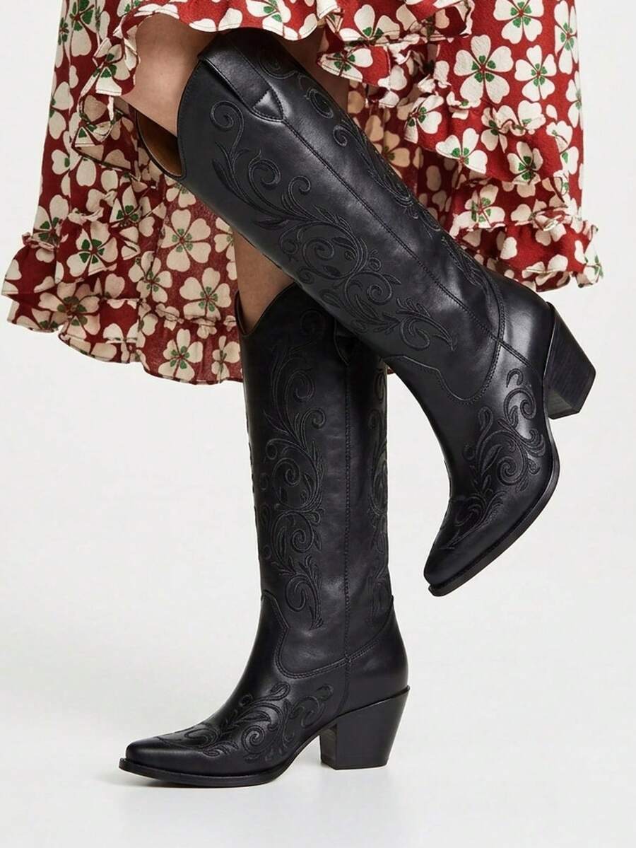 Botas Vaqueras Botas Western diseño elegante tacon ancho