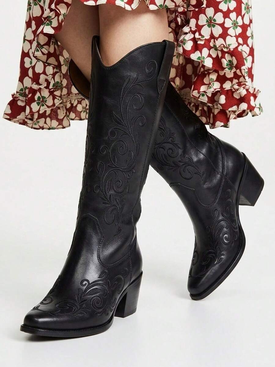 Botas Vaqueras Botas Western diseño elegante tacon ancho