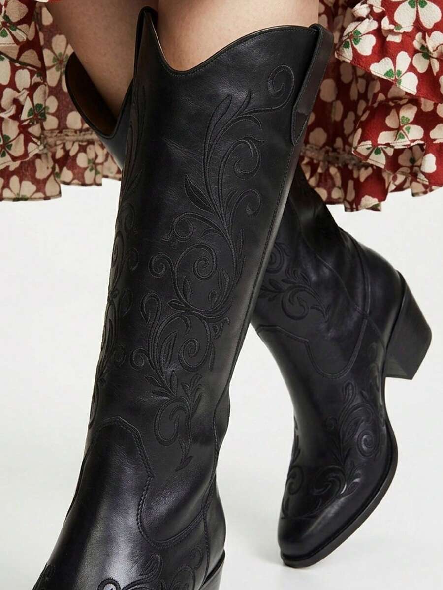 Botas Vaqueras Botas Western diseño elegante tacon ancho