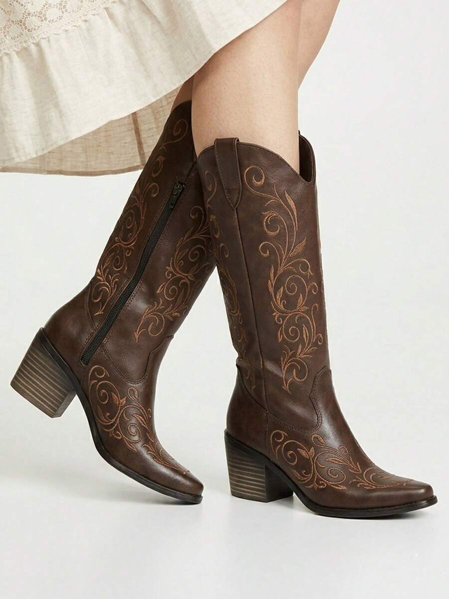 Botas Vaqueras Botas Western diseño elegante tacon ancho