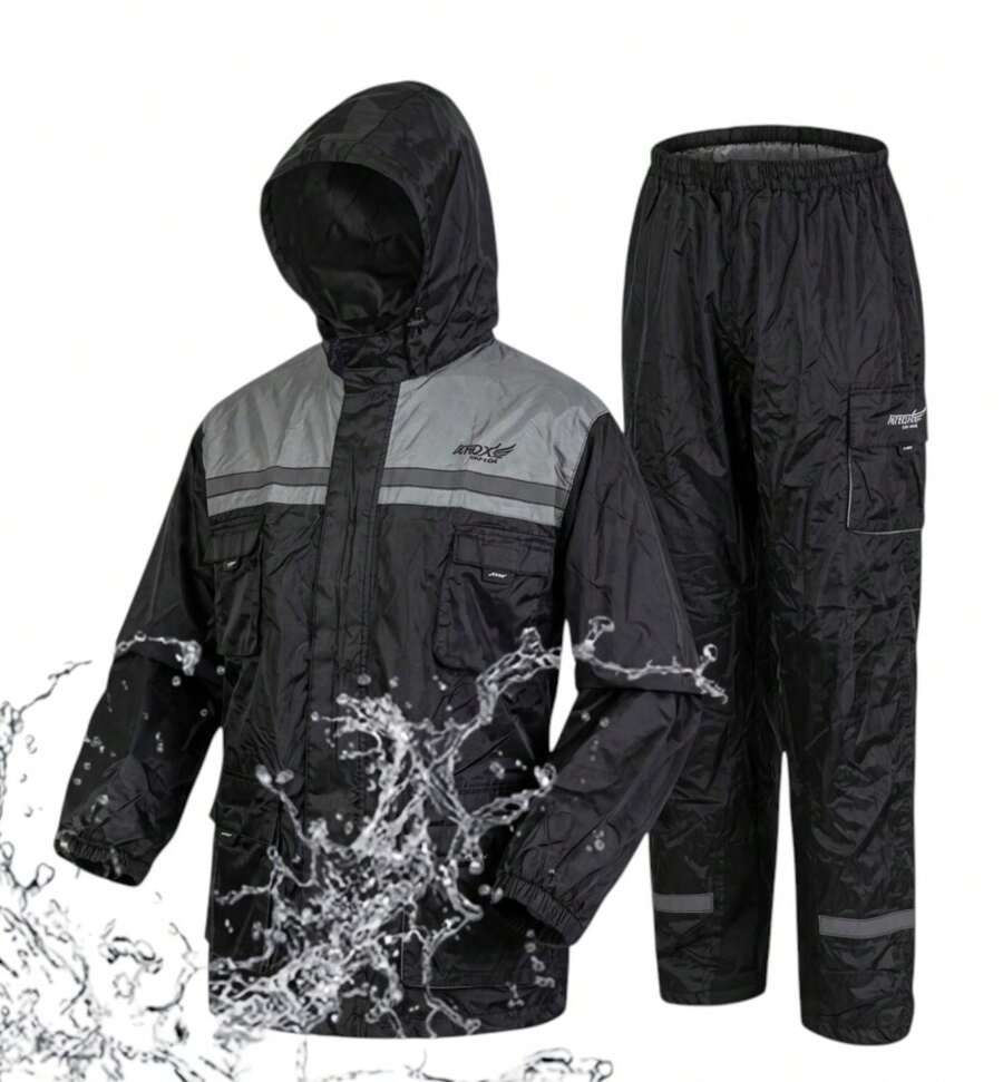 Kit Impermeable Gris + Guantes, Motocicleta