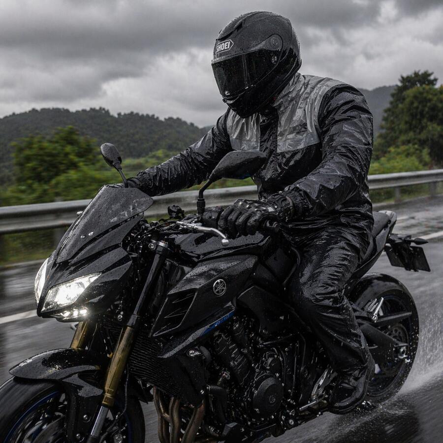 Kit Impermeable Gris + Guantes, Motocicleta