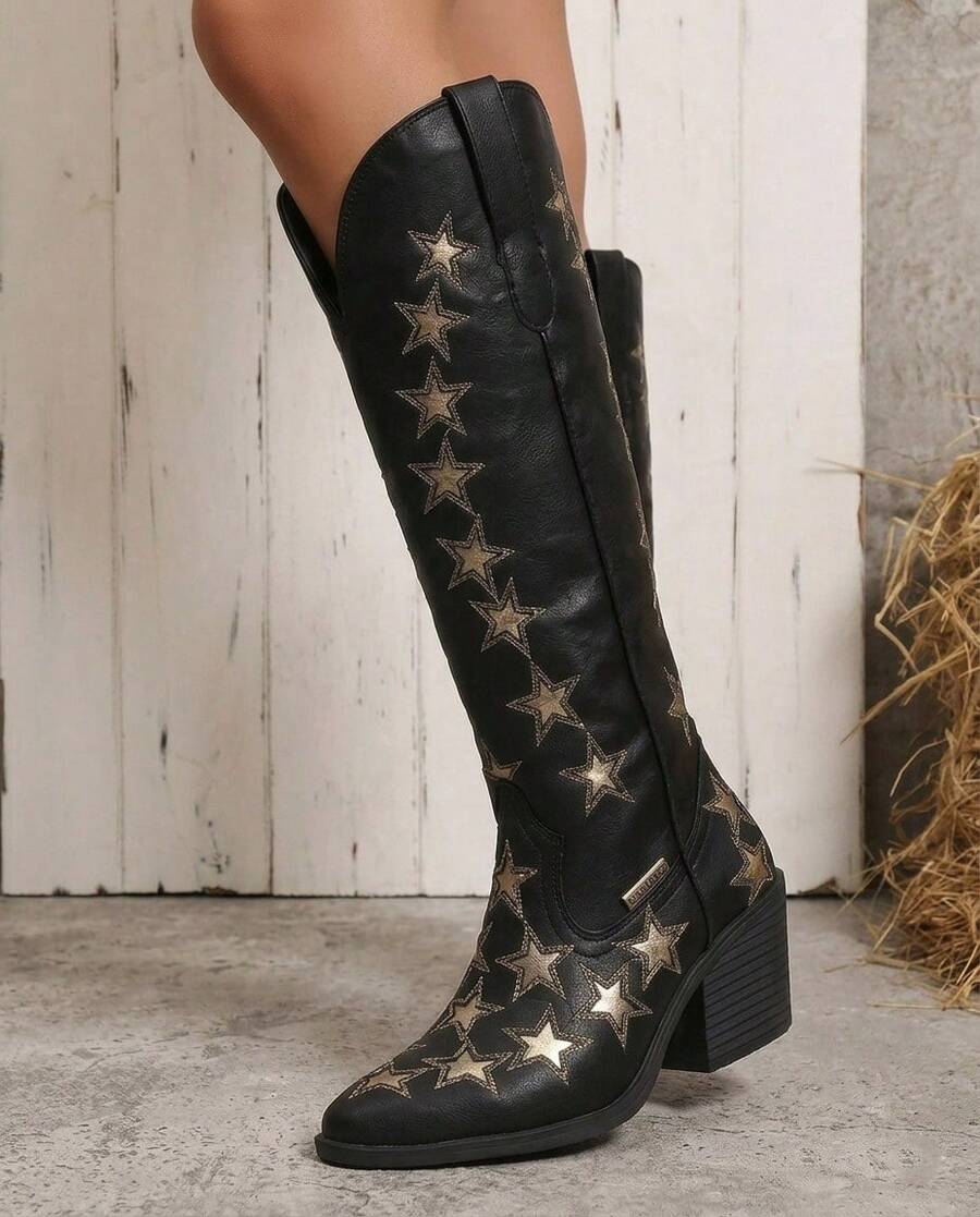 Botas vaqueras de estrellas bordadas