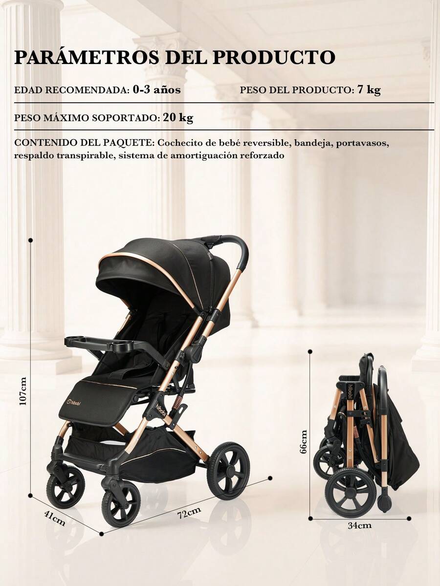 Carriola reversible y alta para bebé