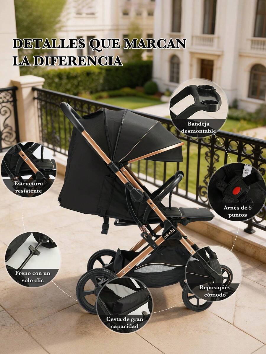 Carriola reversible y alta para bebé