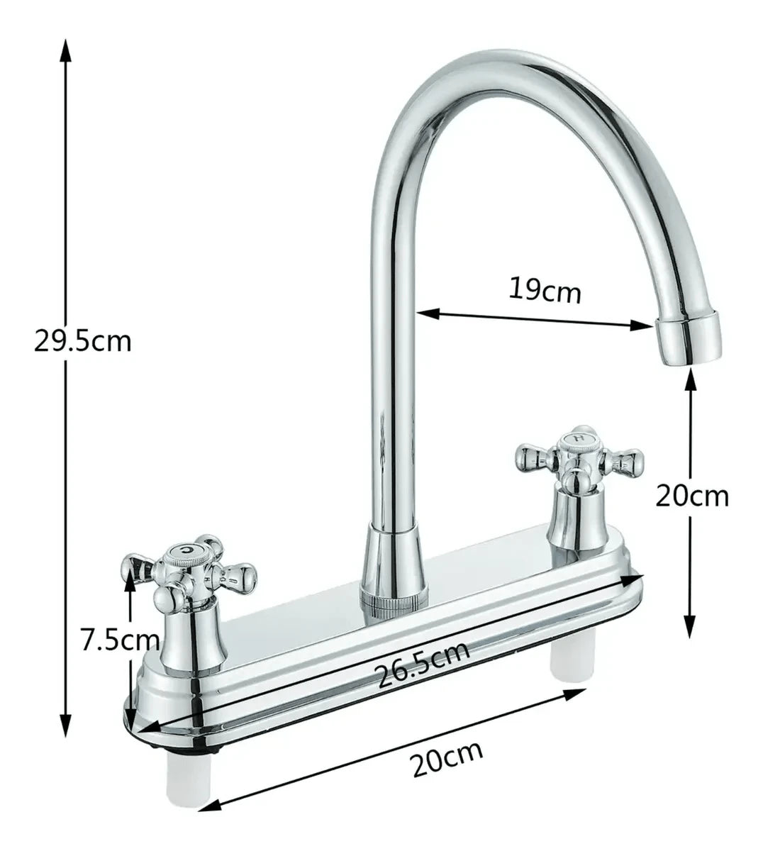 grifo de cocina de doble manija con caño flexible en forma de cuello de cisne