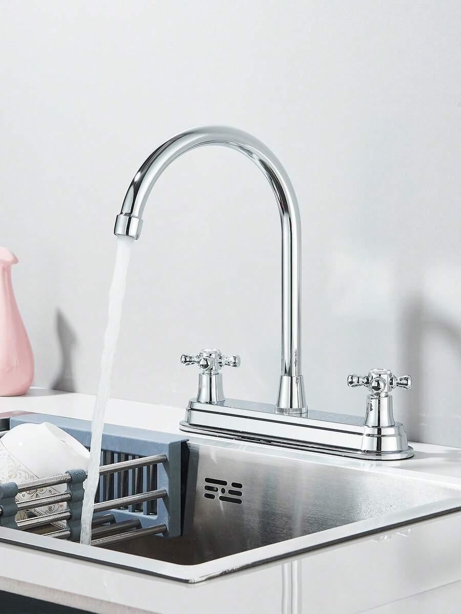 grifo de cocina de doble manija con caño flexible