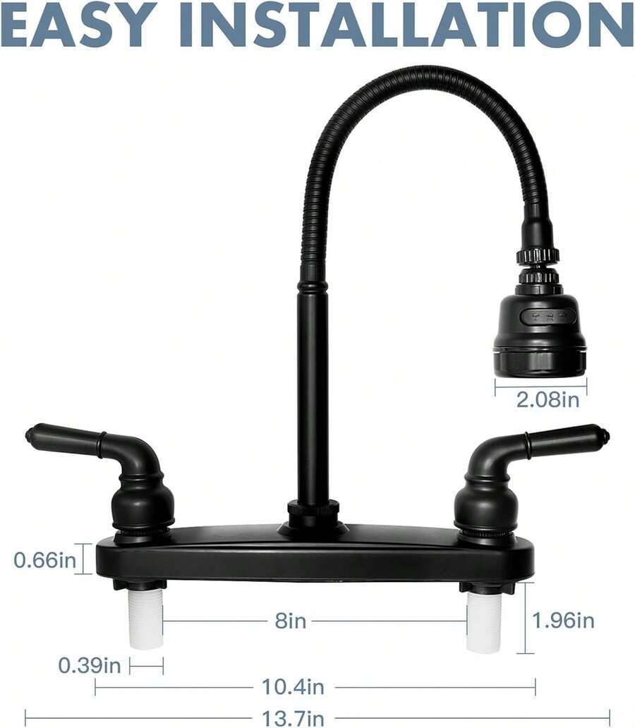 grifo de cocina de doble manija con caño flexible en forma de cuello de cisne
