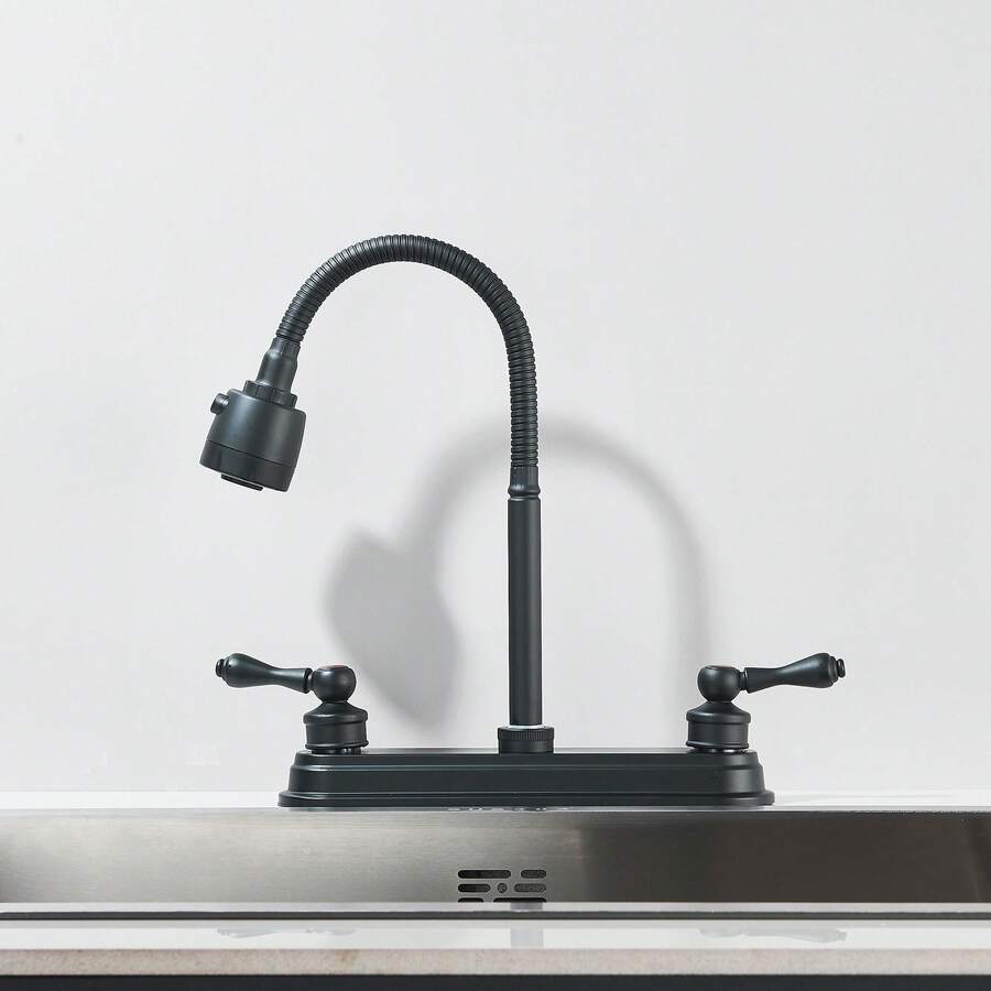 grifo de cocina de doble manija con caño flexible
