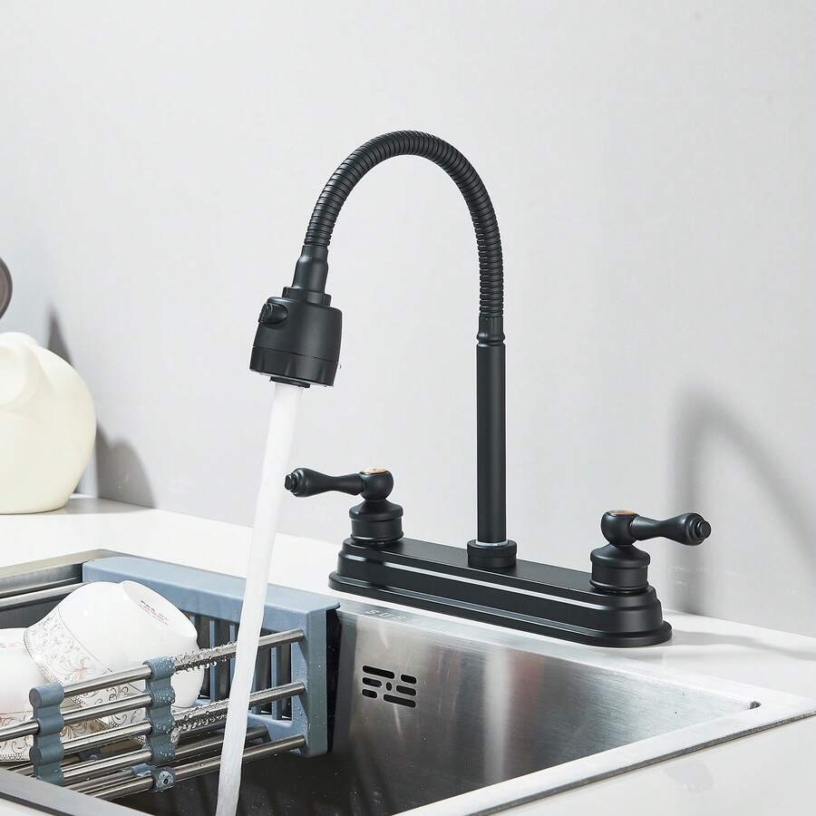 Grifo de cocina con rociador, grifo de cocina de dos manijas