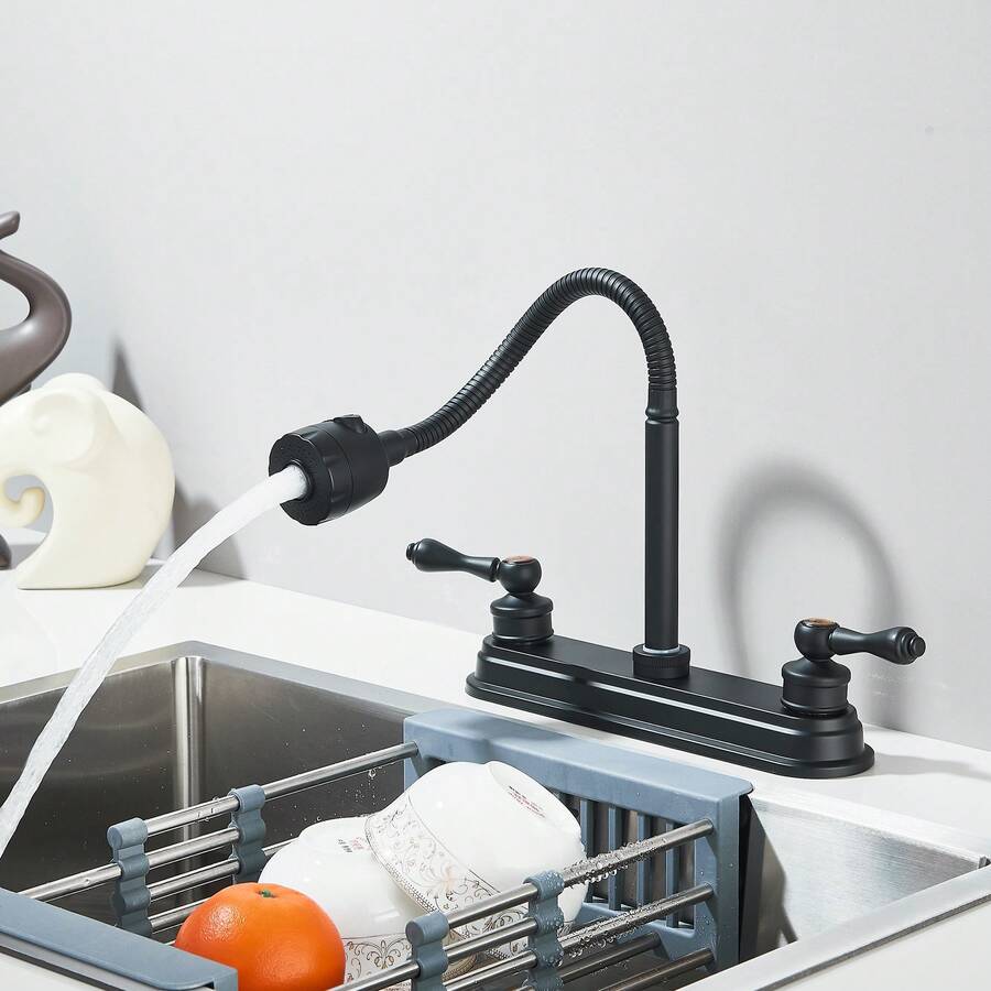 Grifo de cocina con rociador, grifo de cocina de dos manijas