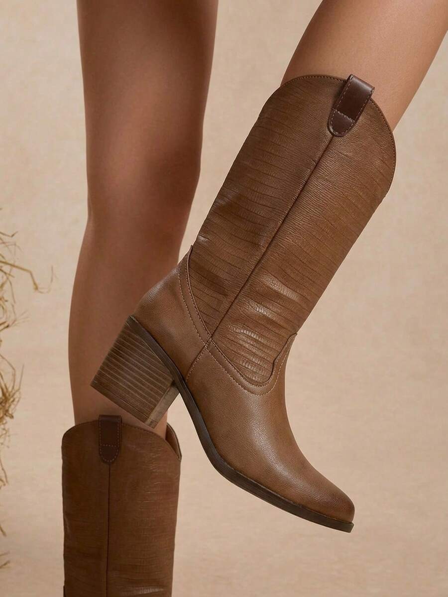 Botas vaqueras de mujer con grabado muy elegantes de tacon bajo