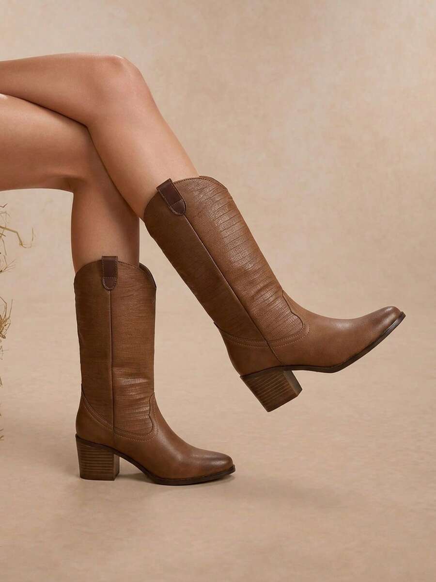 Botas vaqueras de mujer con grabado muy elegantes de tacon bajo