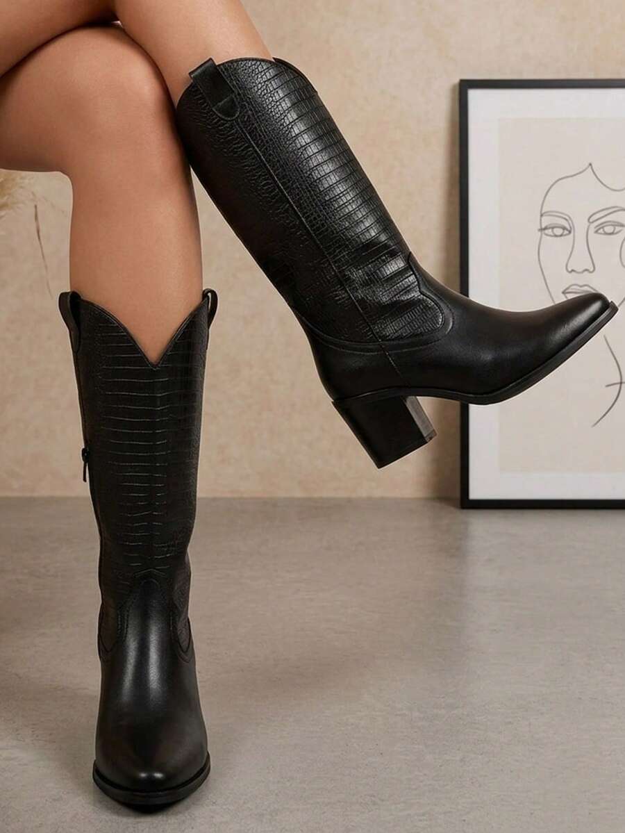Botas vaqueras de mujer con grabado muy elegantes de tacon bajo