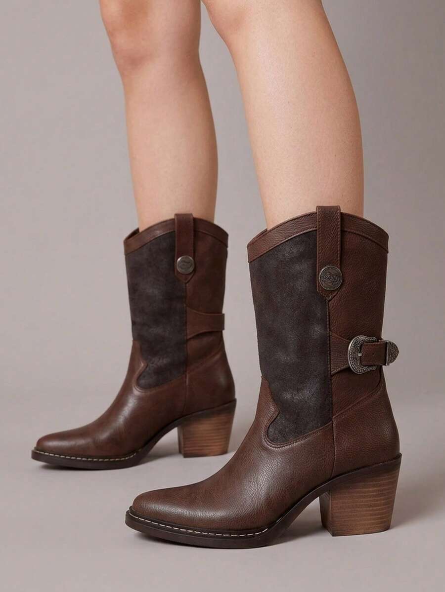 Botines vaqueros cortos con plataforma cosidos