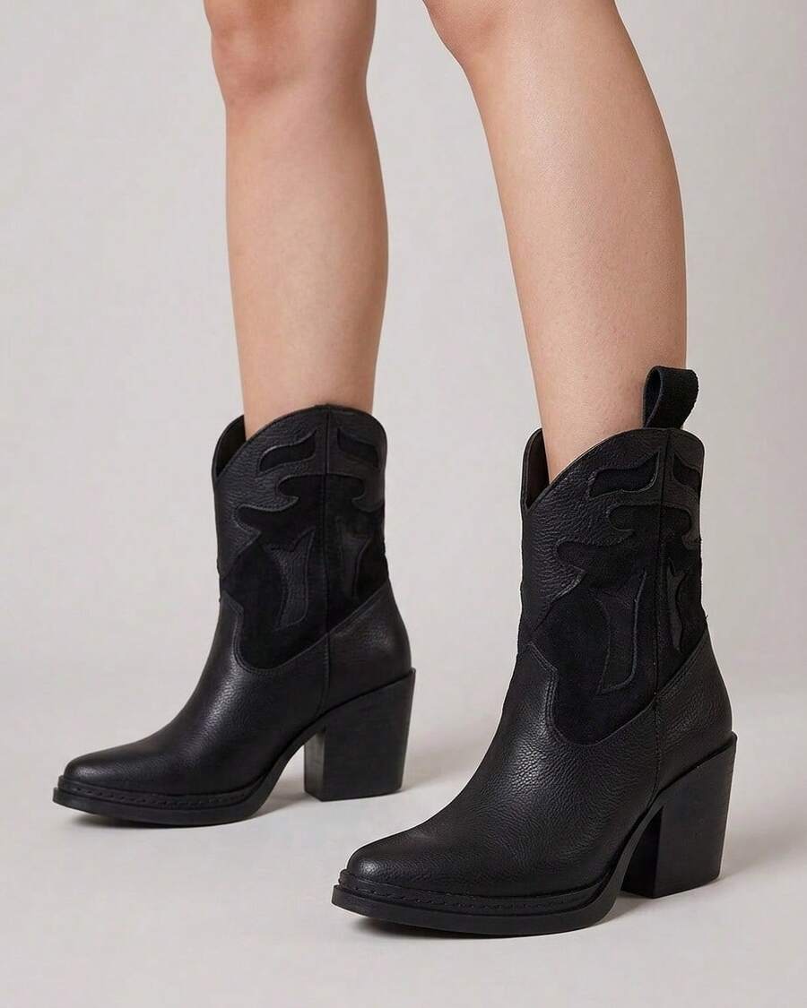 Botines vaqueros cortos con plataforma comoda tacon bajo