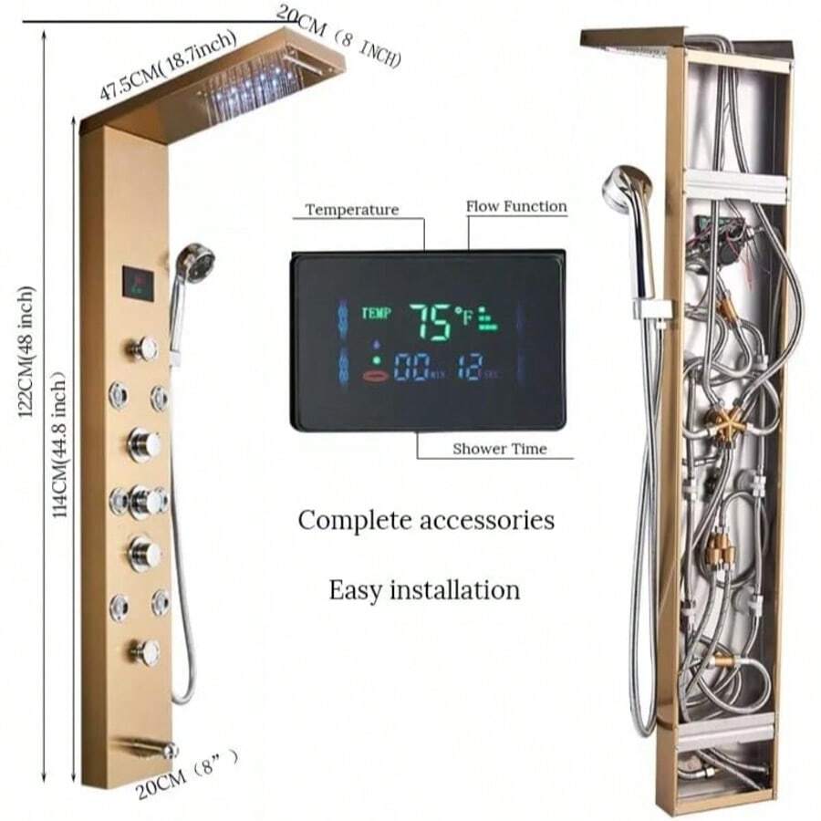 Lujo Paneles de Ducha Regadera Para Baño Kit LED 6 Funciones