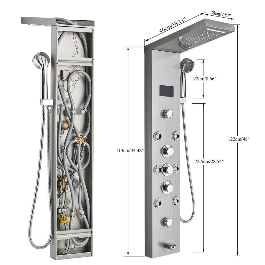 Lujo Paneles de Ducha Regadera Para Baño Kit LED 6 Funciones