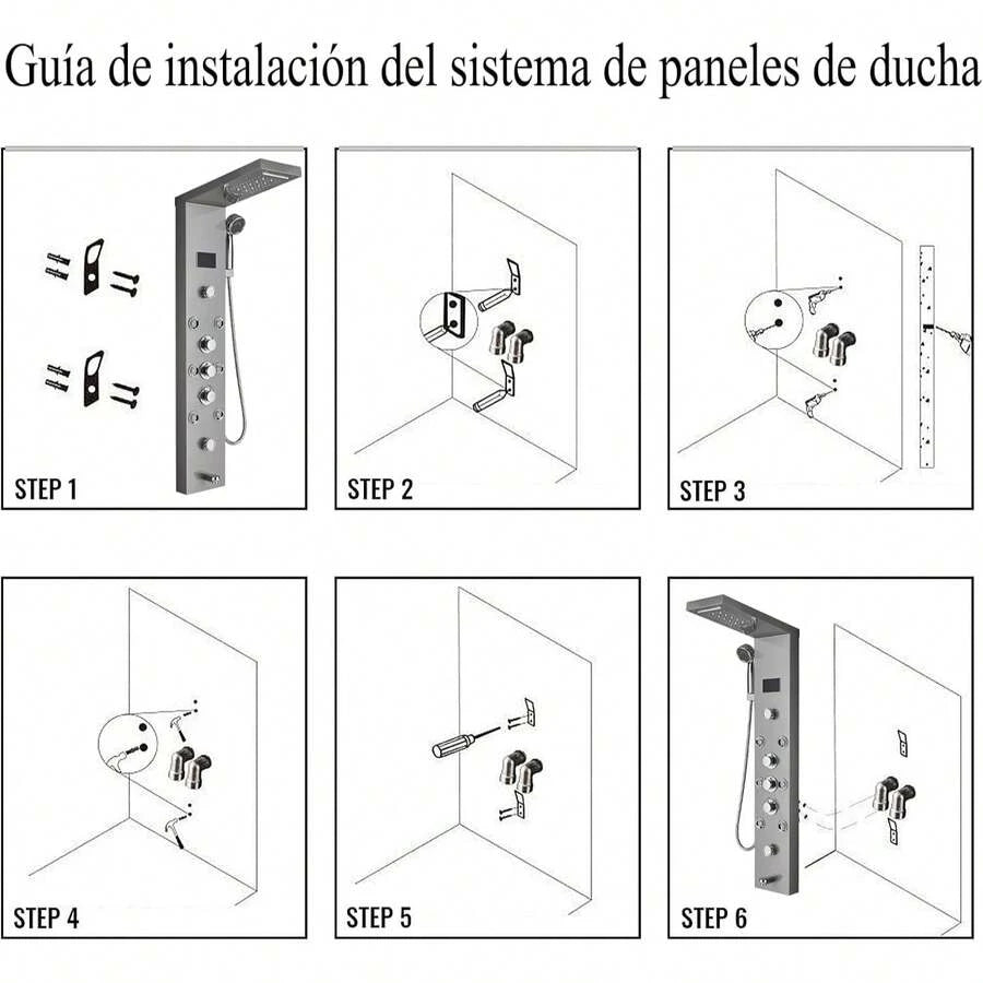 Lujo Paneles de Ducha Regadera Para Baño Kit LED 6 Funciones