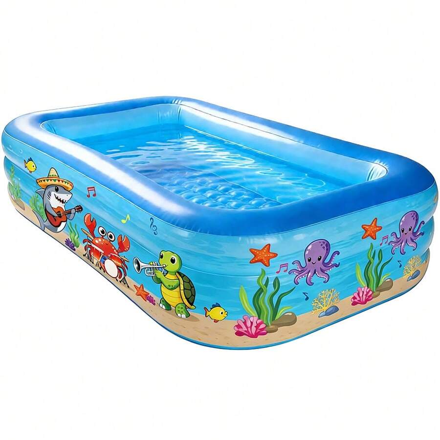 Piscina inflable grande, diseño de océano