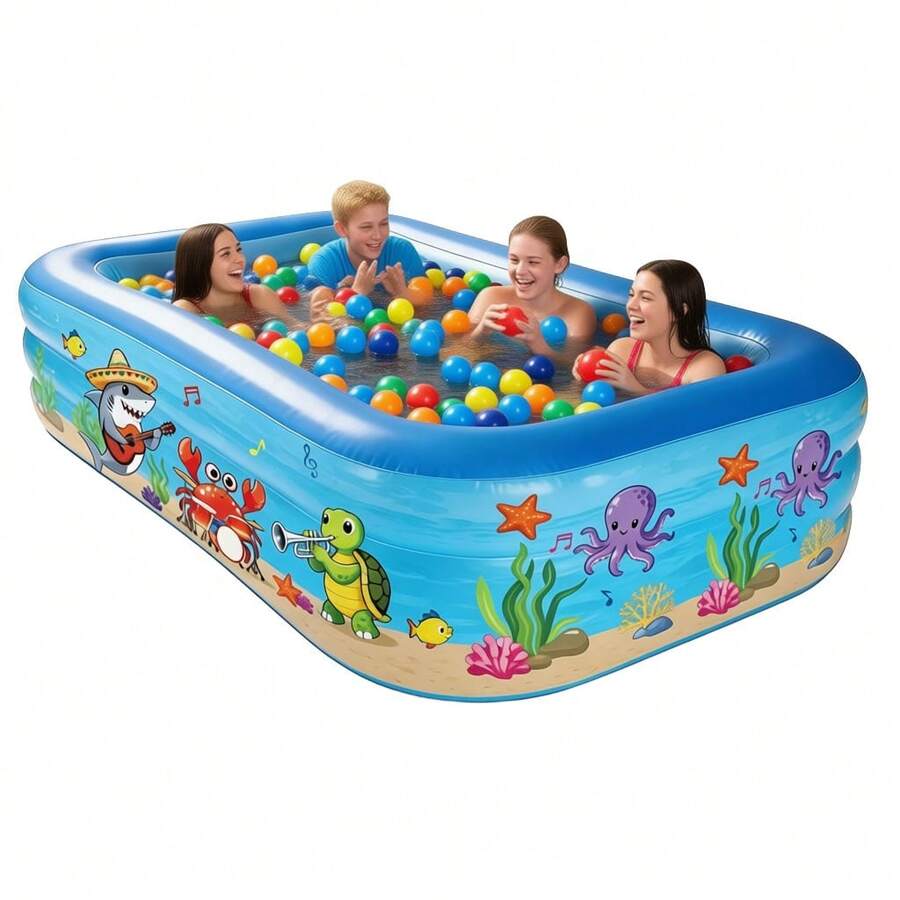 Piscina inflable grande, diseño de océano