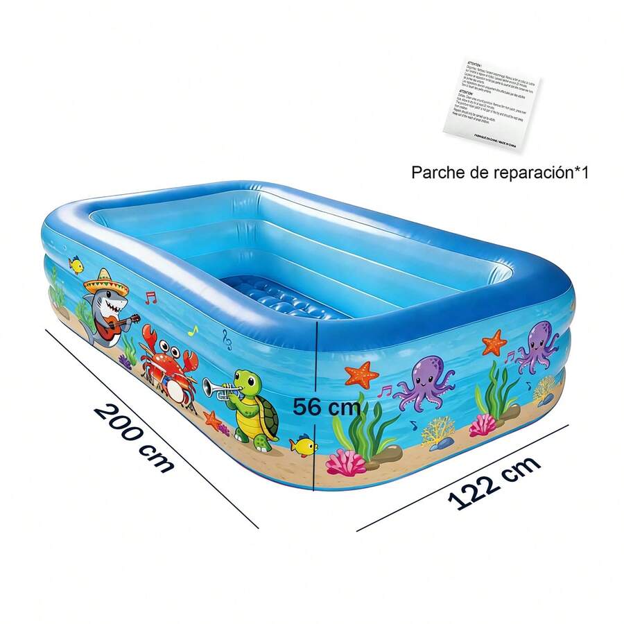 Piscina inflable grande, diseño de océano