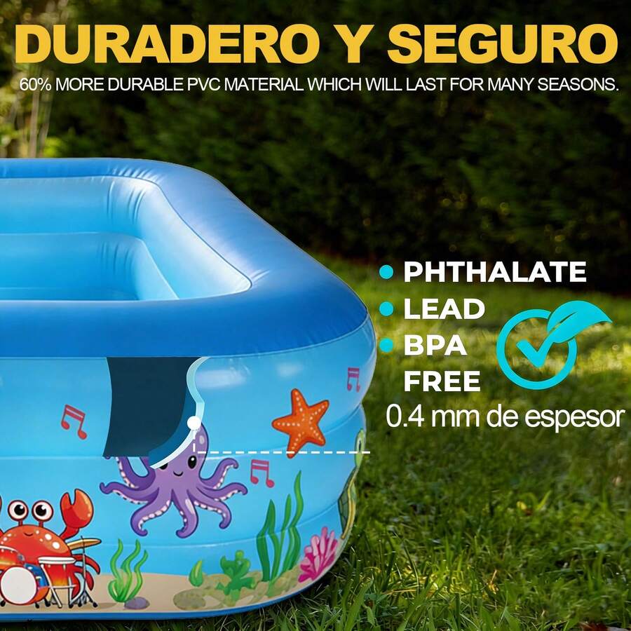 Piscina inflable grande, diseño de océano