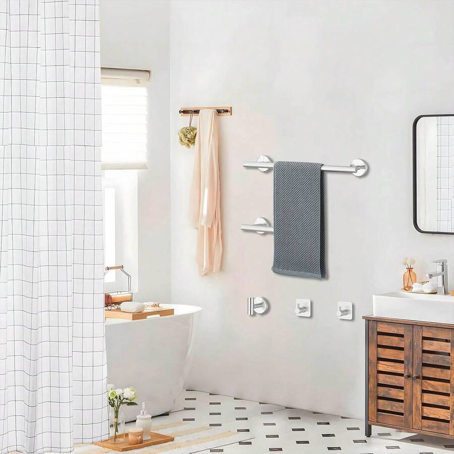 Mcmxtap Negro Juego de 4 Accesorios de baño Barra de Toallas de Acero Inoxidable