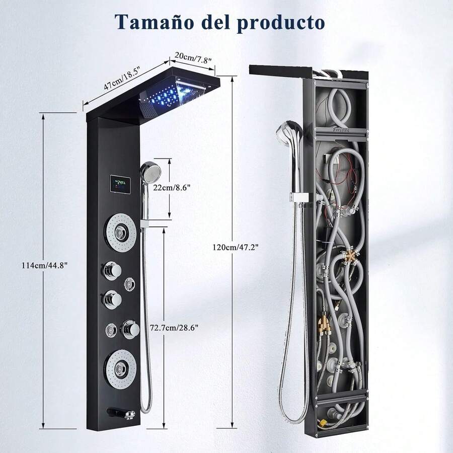 Mcmxtap de ducha LED panel de ducha de lluvia negra panel de ducha para baño
