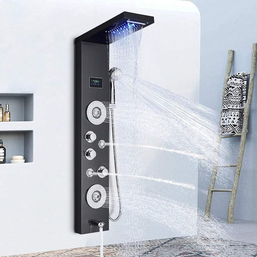 Mcmxtap de ducha LED panel de ducha de lluvia negra panel de ducha para baño