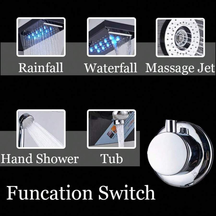 Mcmxtap de ducha LED panel de ducha de lluvia negra panel de ducha para baño