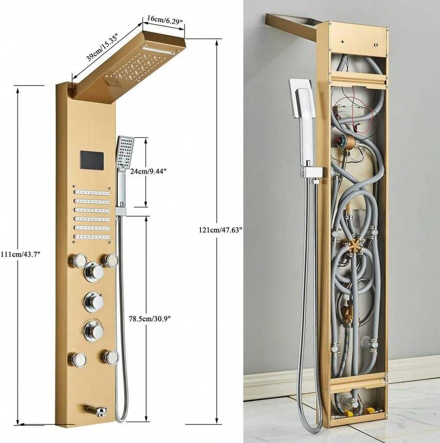 Panel de Ducha LED Dorado
