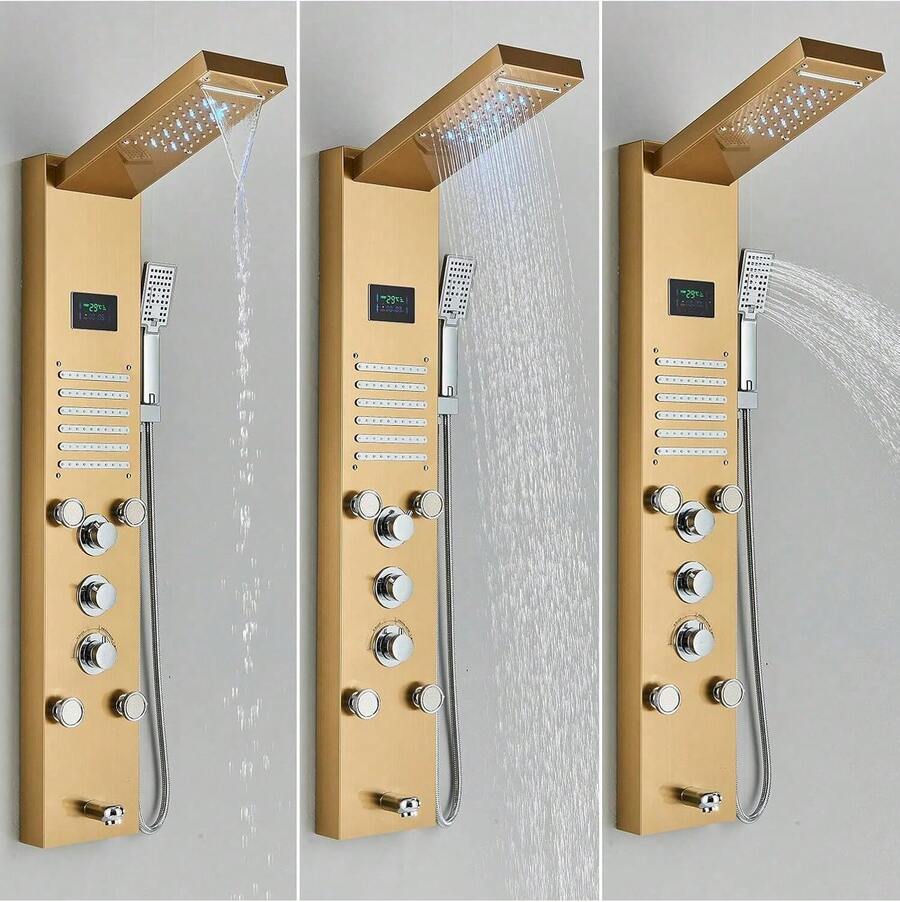 Panel de Ducha LED Dorado