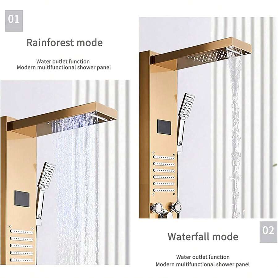 Panel de Ducha LED Dorado