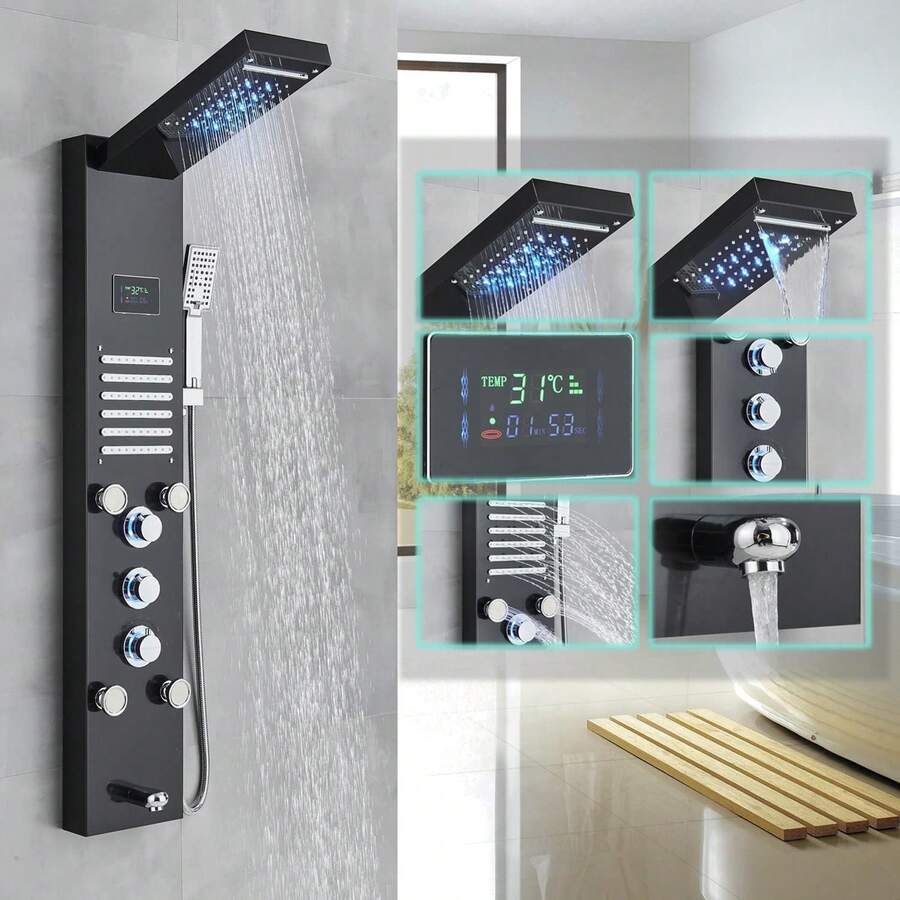 Panel de Ducha LED Dorado