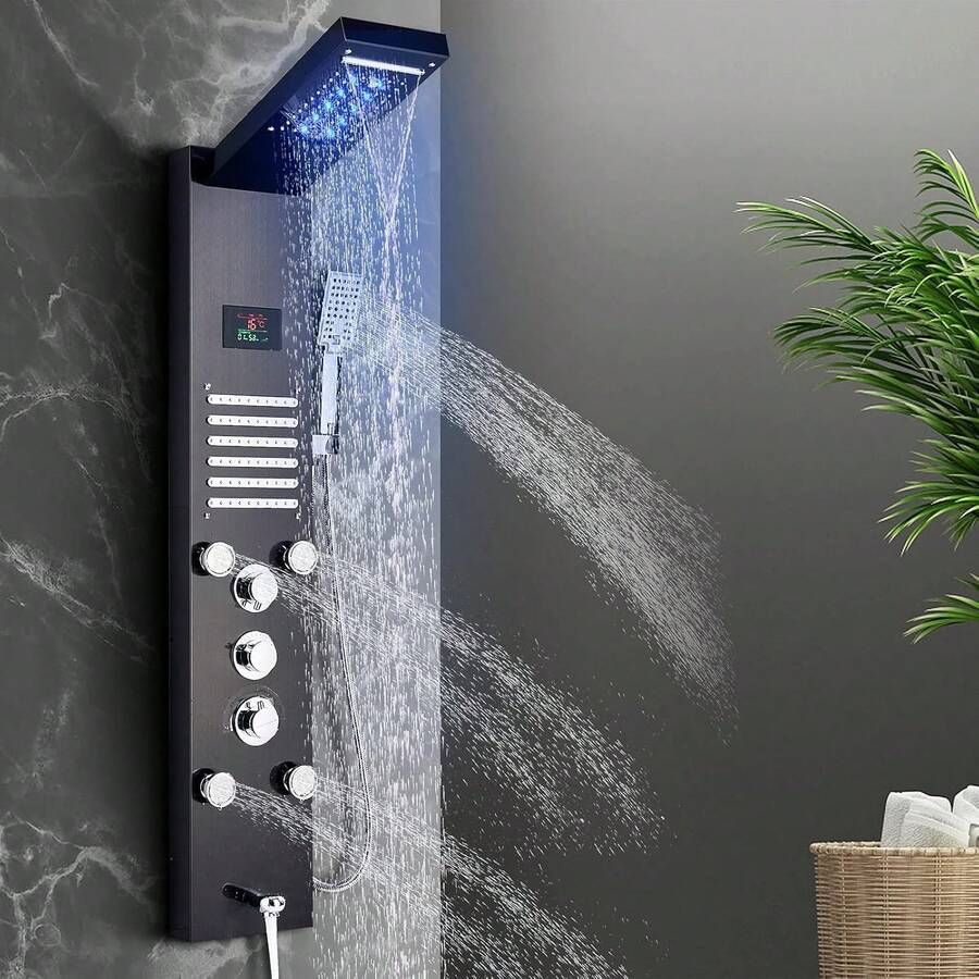 Panel de Ducha LED Dorado