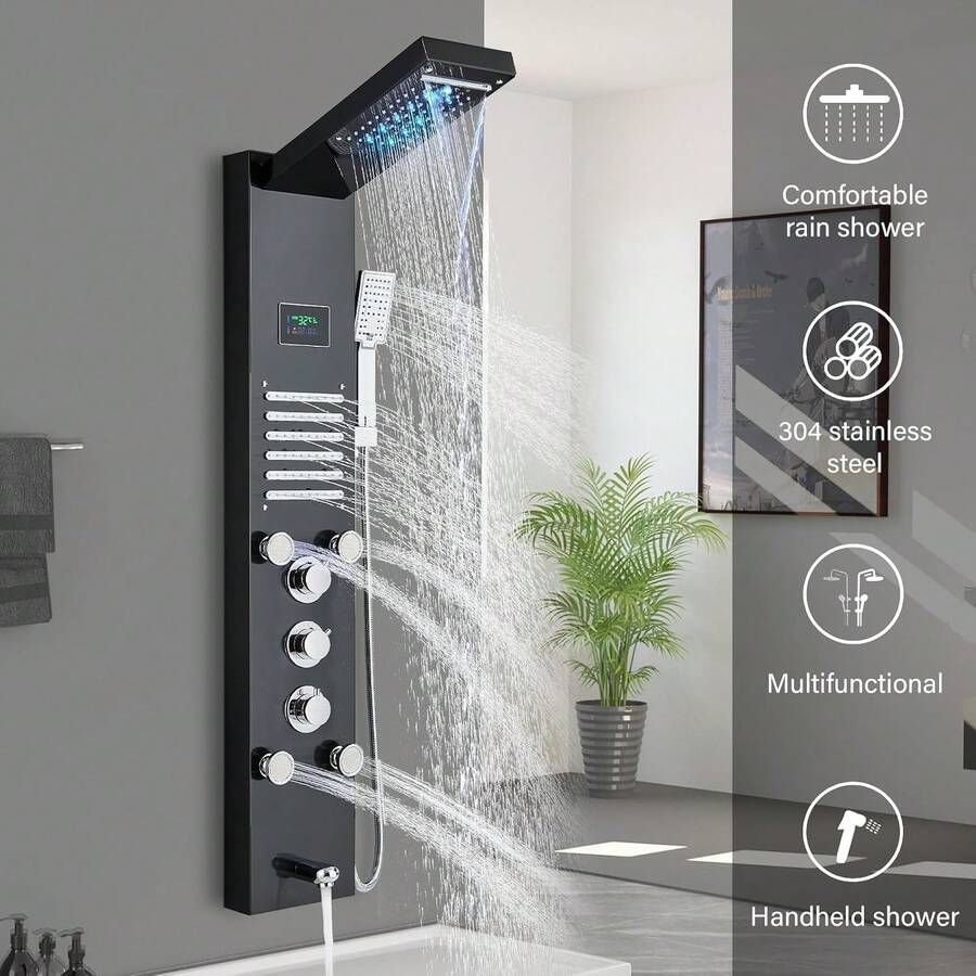 Panel de Ducha LED Dorado